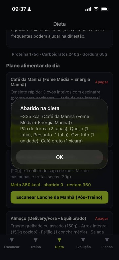 Foto do prato no ShapeScan