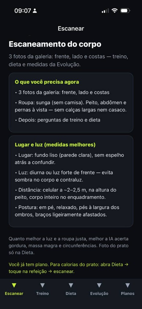 Scan corporal no ShapeScan